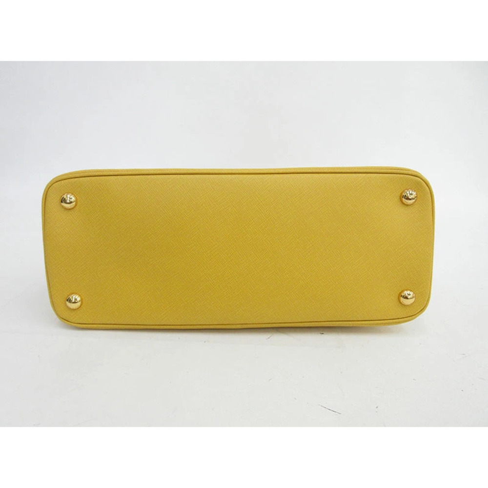 PRADA Bag Handbag Long Shoulder Crossbody Yellow Saffiano Leather - Picture 4 of 14